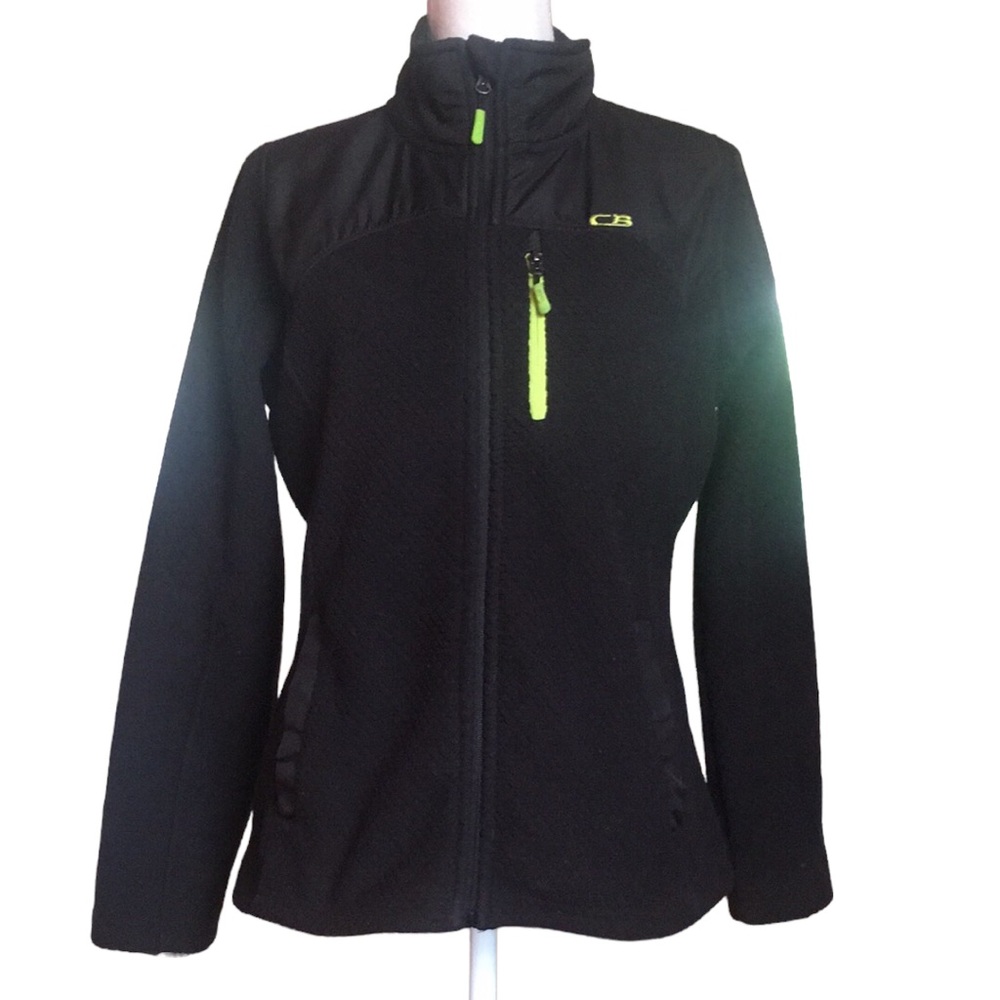 CB black zipper jacket in Medium with lime green accents